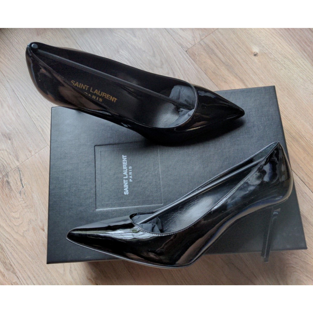 Saint Laurent Zoe Vernice Black Patent Leather Pumps Womens EU 37